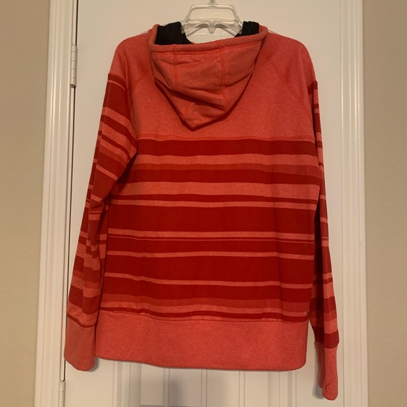 Adidas Ultimate Hoodie l Salmon/Red Horizontally Striped Sweatshirt l Size: XL - Picture 2 of 11